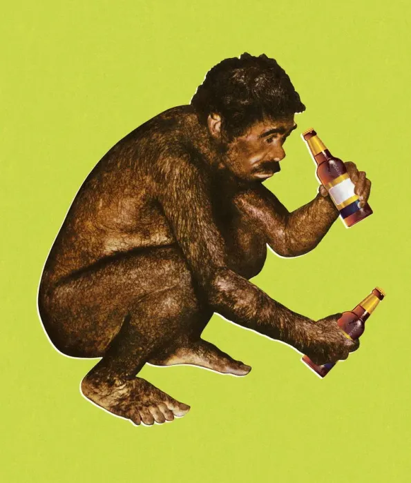 Framed Print : Ape Man Drinking Beer Framed Print : Ape Man Drinking Beer