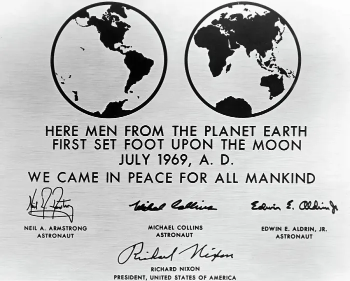Framed Print : Apollo 11 Moon Plaque Framed Print : Apollo 11 Moon Plaque