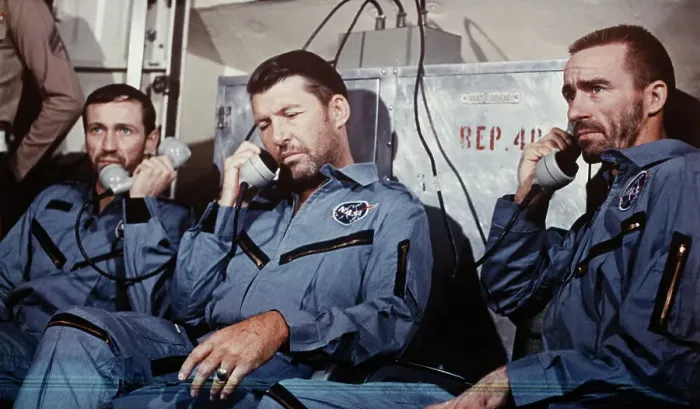 Framed Print : Apollo 7 Astronauts On Phone Framed Print : Apollo 7 Astronauts On Phone