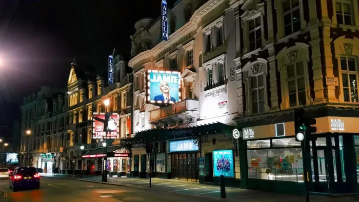 Framed Print : The Apollo Theatre and the Lyric Theater in the West End on Shaftesbury Avenue in