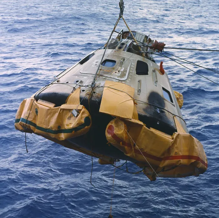 Framed Print : Apollo VI Spacecraft Being Lifted From Ocean