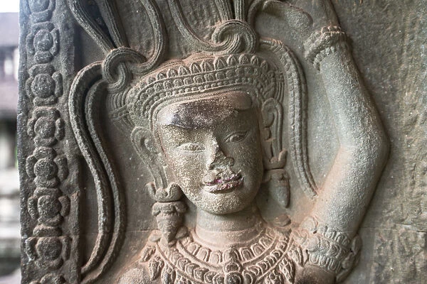 Apsara at the corner of Angkor Wat, Siem Reap, Cambodia
