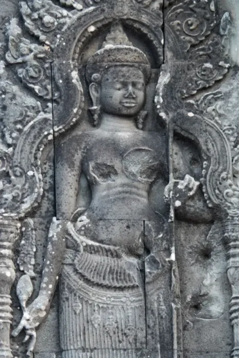 Framed Print : Apsara stone craft damaged by ammo during war in the past at Phnom Bakheng famous place for sunset near angkor wat at siem reap, cambodia Framed Print : Apsara stone craft damaged by ammo during war in the past at Phnom Bakheng famous place for sunset near angkor wat at siem reap, cambodia