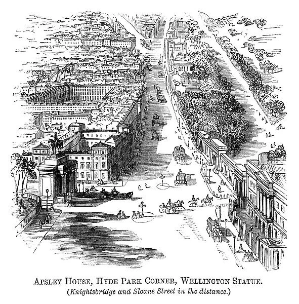 Apsley House, Hyde Park Corner and Wellington Statue (1871 engraving)