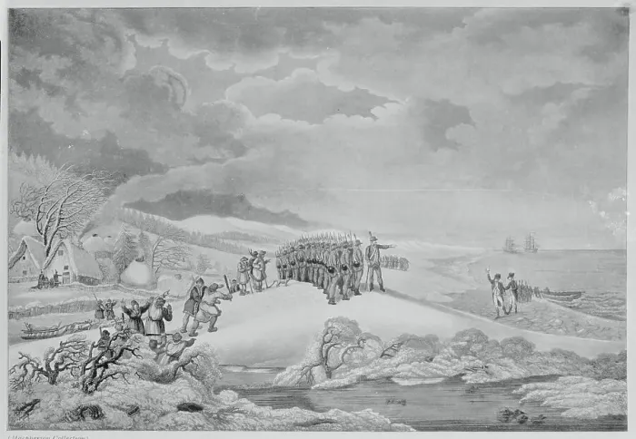 Framed Print : Aquatint of Arrival of Captain Cook's Ships Framed Print : Aquatint of Arrival of Captain Cook's Ships