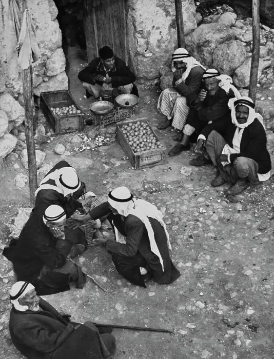 Framed Print : Arab Men With Orange Vendor