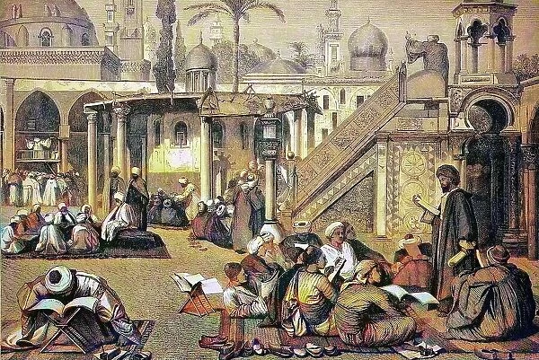 Arab University in Cairo, Egypt, historical wood engraving, ca. 1880, digitally restored reproduction of a 19th century original, exact original date unknown, coloured