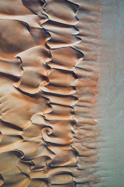 Arabian desert textures as seen by drone, United Arab Emirates