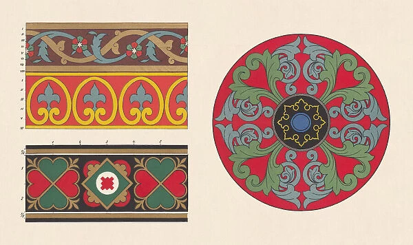 Arabian, pompeian, byzantine, and romanesque ornaments, chromolithograph