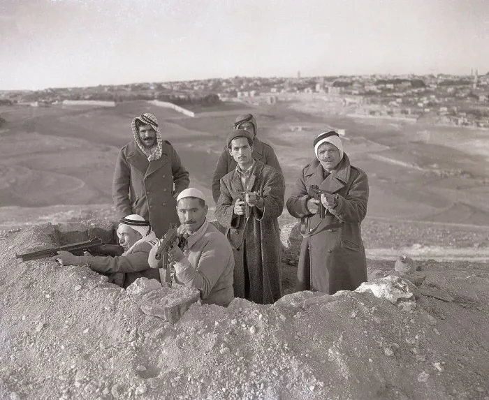 Framed Print : Arabs Pose Pointing Guns at Camera