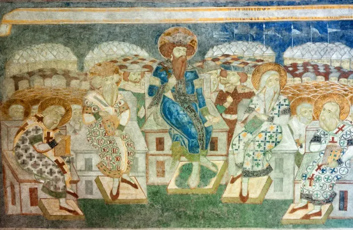Framed Print : Arbore monastery - fresco