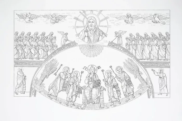 Framed Print : Arc de Triomphe and altar in the St Paul Basilica in Rome, Italy, Historical, digital reproduction of an original 19th century artwork, original date not known Framed Print : Arc de Triomphe and altar in the St Paul Basilica in Rome, Italy, Historical, digital reproduction of an original 19th century artwork, original date not known
