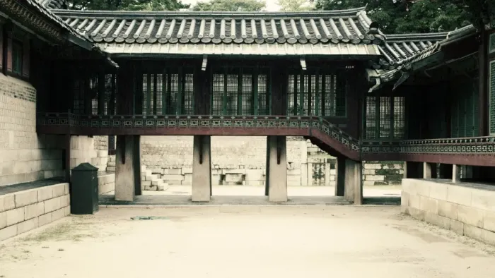 Framed Print : Arcaded passage in the courtyard of Daejojeon Framed Print : Arcaded passage in the courtyard of Daejojeon