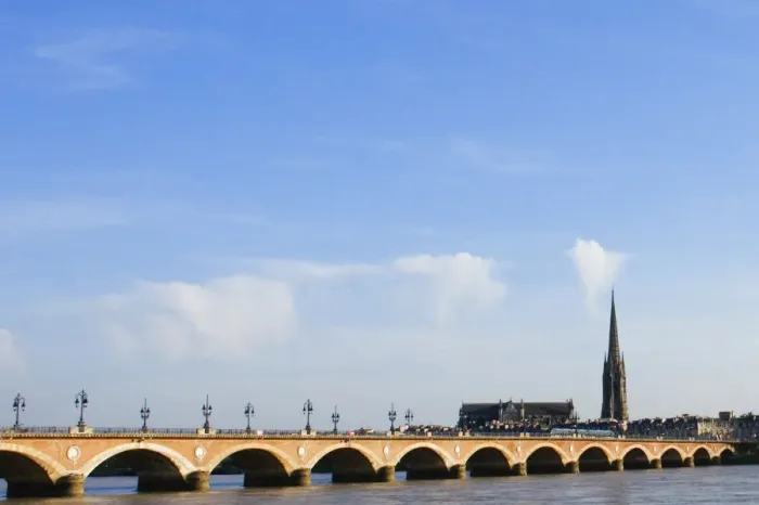 Framed Print : Arch bridge across a river, Pont De Pierre, St. Michel Basilica, Garonne River, Bordeaux, Aquitaine, France Framed Print : Arch bridge across a river, Pont De Pierre, St. Michel Basilica, Garonne River, Bordeaux, Aquitaine, France