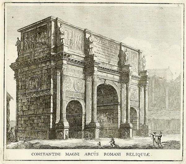 Arch of Constantine the Great, near the Colosseum, historical Rome, Italy, digital reproduction of an original from the 17th century, original date not known