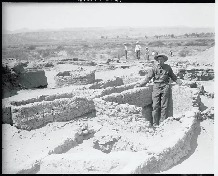 Framed Print : Archaeologist Near Ruins Framed Print : Archaeologist Near Ruins