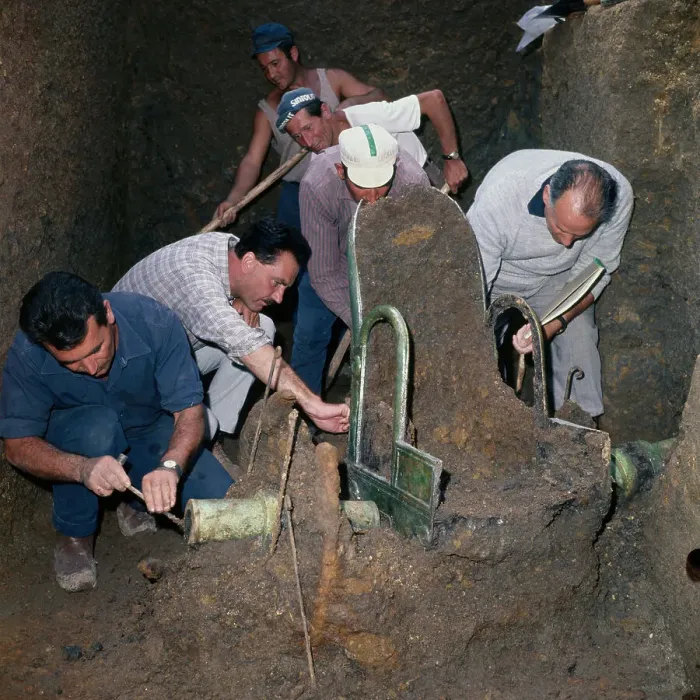 Framed Print : Archaeologists Unearthing The Chariot Of Castro Framed Print : Archaeologists Unearthing The Chariot Of Castro