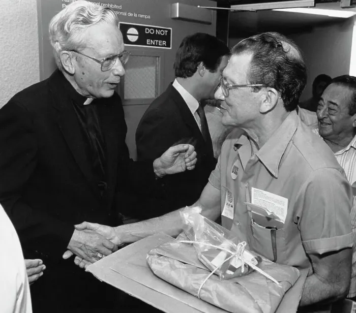 Framed Print : Archbishop Edward McCarthy Greets Released Prisoners Framed Print : Archbishop Edward McCarthy Greets Released Prisoners