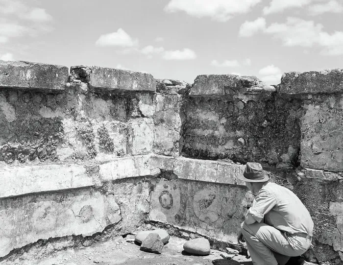 Framed Print : Archeologist Inspectring Mexican Ruins