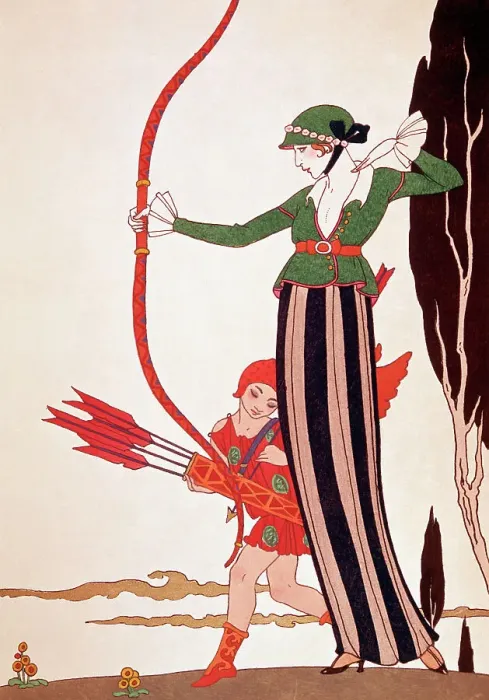 Framed Print : Archer With Red Bow by Georges Barbier Framed Print : Archer With Red Bow by Georges Barbier