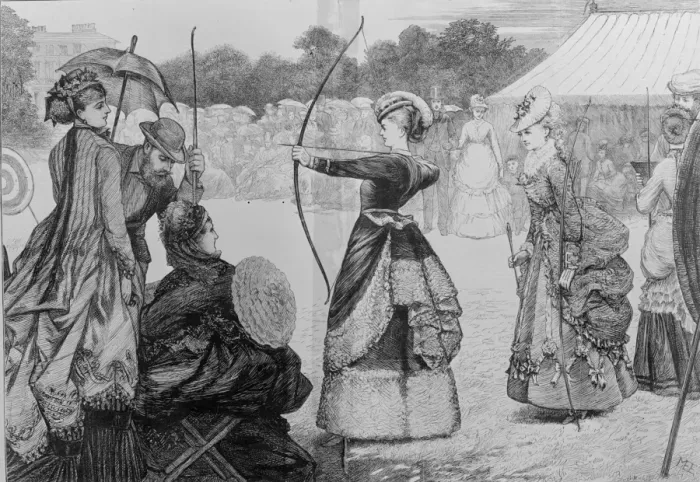 Framed Print : Archery. circa 1860: A contestant taking aim during the Grand National Framed Print : Archery. circa 1860: A contestant taking aim during the Grand National