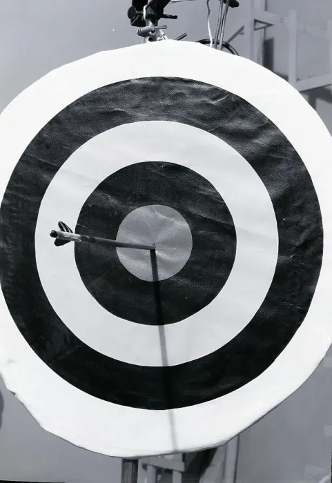 Framed Print : Archery Target With Arrow in the Bull's Eye Framed Print : Archery Target With Arrow in the Bull's Eye