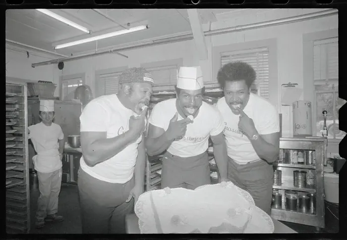 Framed Print : Archie Moore, Earnie Shavers, and Don King Tasting Cake Framed Print : Archie Moore, Earnie Shavers, and Don King Tasting Cake