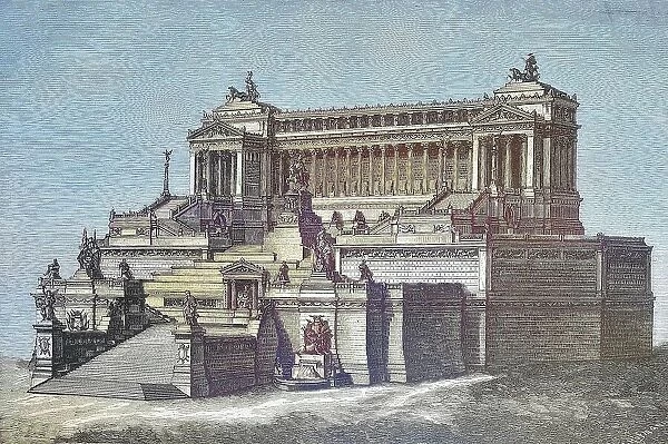 Architects design for the national monument planned in Rome in honour of King Victor Emmanuel, Italy, Historical, digitally restored reproduction from a 19th century original