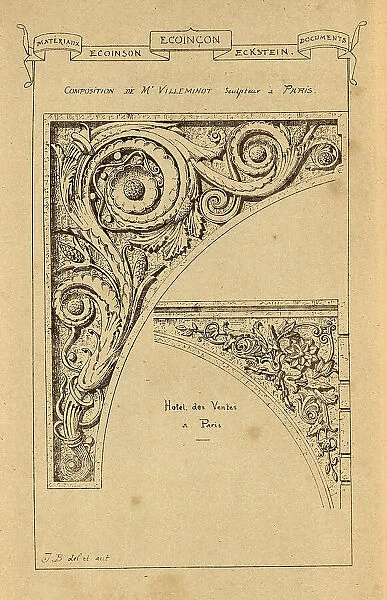 Architectural cornerstone, Ecoincon, Flowers, Floral design, History of architecture, decoration and design, art, French, Victorian, 19th Century
