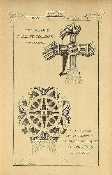 Architectural cross, stonework, masonry, History of architecture, decoration and design, art, French, Victorian, 19th Century