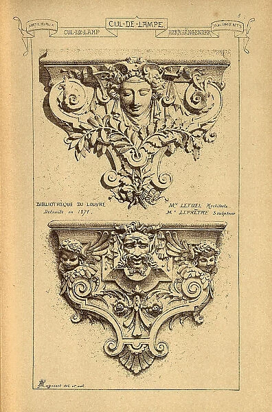 Architectural Cul-de-lampe, History of architecture, decoration and design, art, French, Victorian, 19th Century