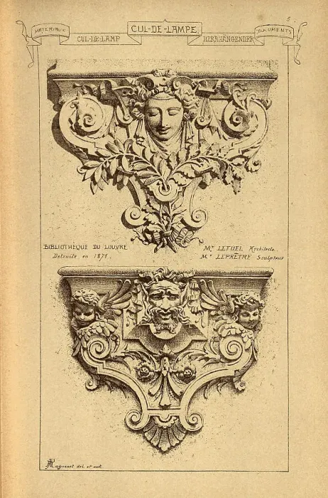 Framed Print : Architectural Cul-de-lampe, History of architecture, decoration and design, art, French, Victorian, 19th Century Framed Print : Architectural Cul-de-lampe, History of architecture, decoration and design, art, French, Victorian, 19th Century