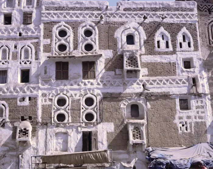 Framed Print : Architectural decoration around windows, Yemen Framed Print : Architectural decoration around windows, Yemen