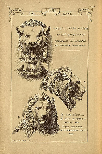 Architectural lion sculpture, History of architecture, decoration and design, art, Italian, Victorian, 19th Century