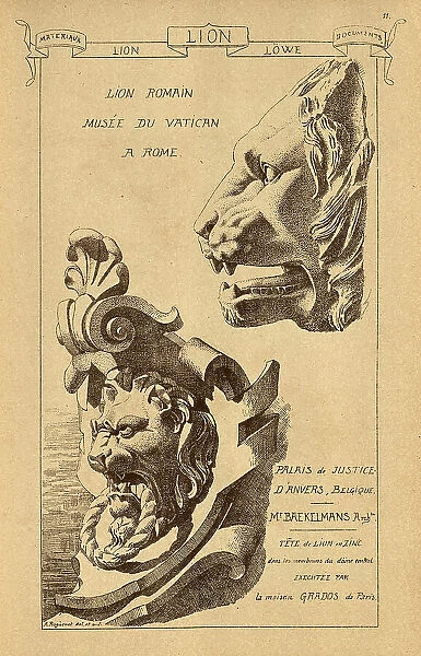 Architectural lion sculpture, History of architecture, decoration and design, art, Italian, Victorian, 19th Century
