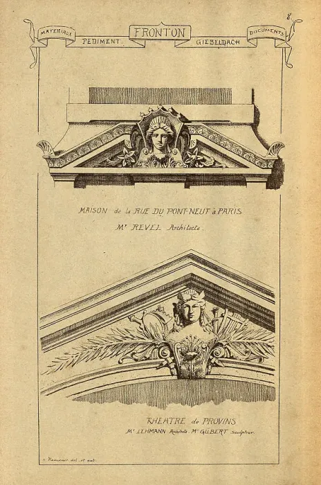 Framed Print : Architectural pediment, History of architecture, decoration and design, art, French, Victorian, 19th Century Framed Print : Architectural pediment, History of architecture, decoration and design, art, French, Victorian, 19th Century