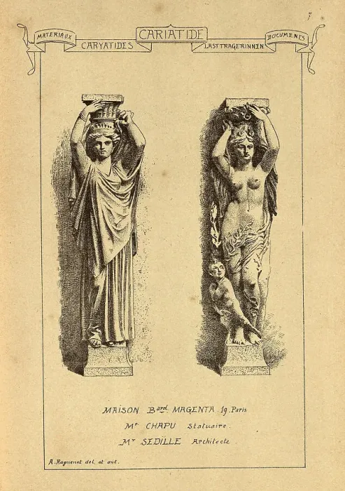Framed Print : Architectural support, Caryatid, sculpted female figure, History of architecture, decoration and design, art, French, Victorian, 19th Century Framed Print : Architectural support, Caryatid, sculpted female figure, History of architecture, decoration and design, art, French, Victorian, 19th Century