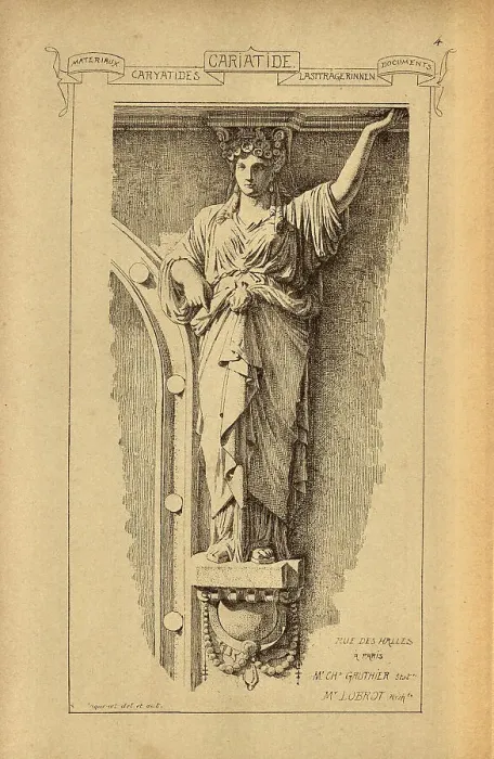 Framed Print : Architectural support, Caryatid, sculpted female figure, History of architecture, decoration and design, art, French, Victorian, 19th Century Framed Print : Architectural support, Caryatid, sculpted female figure, History of architecture, decoration and design, art, French, Victorian, 19th Century