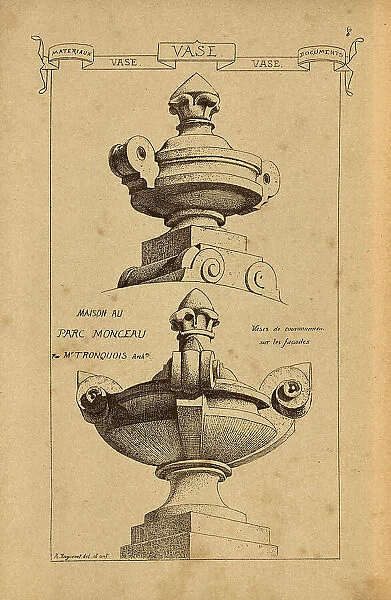 Architectural vase, Stonework, History of architecture, decoration and design, art, French, Victorian, 19th Century
