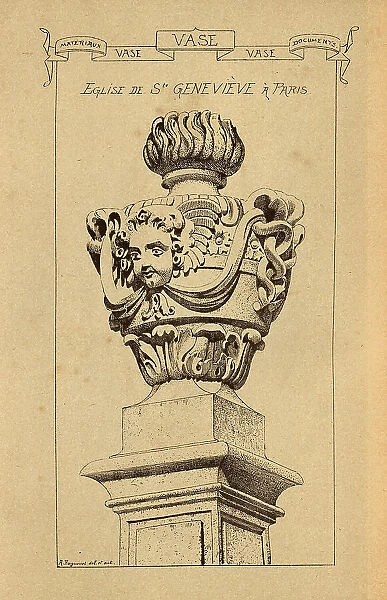 Architectural vase, Stonework, History of architecture, decoration and design, art, French, Victorian, 19th Century