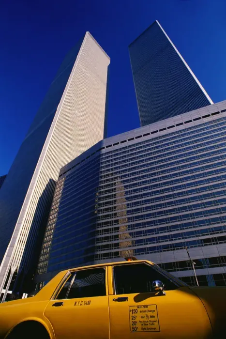 Framed Print : architecture, buildings, cab, car, center, city, day, foreground, low angle view Framed Print : architecture, buildings, cab, car, center, city, day, foreground, low angle view