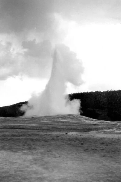 archival, black & white, c, copy space, erupting, eruption, fountain, geyser, historical
