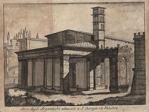 Arco degli Argentieri attacato a S. Giorgio in Velabro, 1767, Rome, Italy, digital reproduction of an 18th century original, original date unknown