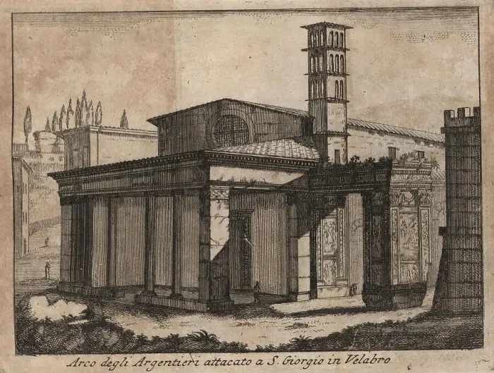 Framed Print : Arco degli Argentieri attacato a S. Giorgio in Velabro, 1767, Rome, Italy, digital reproduction of an 18th century original, original date unknown Framed Print : Arco degli Argentieri attacato a S. Giorgio in Velabro, 1767, Rome, Italy, digital reproduction of an 18th century original, original date unknown