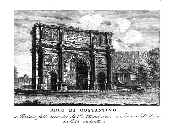 Framed Print : Arco di Costantino, Arch of Constantine, three-arched triumphal arch in Rome, Italy, digitally restored reproduction from Vedute principali e piu interessanti di Roma by Giovanni Battista, 1799