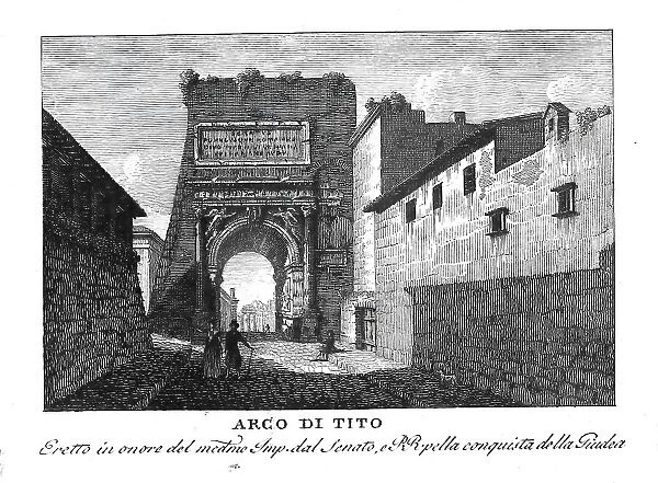 Arco di Tito, Arch of Titus, Rome, Italy, digitally restored reproduction from Vedute principali e piu interessanti di Roma by Giovanni Battista, 1799