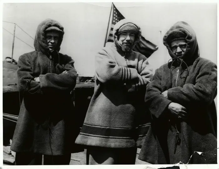 Framed Print : Arctic Explorers Standing with Crossed Arms Framed Print : Arctic Explorers Standing with Crossed Arms