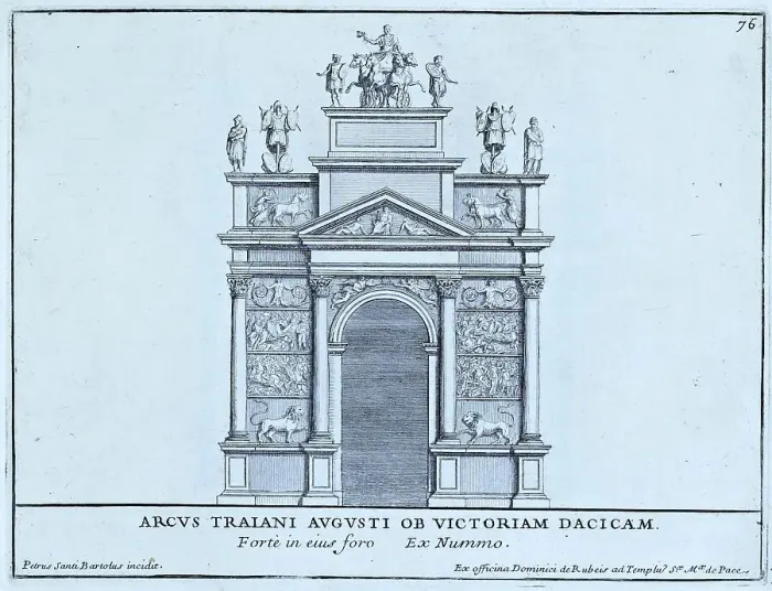Framed Print : Arcus Traiani Augusti ob Victoriam Dacicam. Forte in eius foro, ex Nummo, a Roman victory arch, after the design of a coin, erected for the Emperor Trajan on the Forum Traiani in honour of his Dacian victories, historical Rome, Italy, 1625, Rome Framed Print : Arcus Traiani Augusti ob Victoriam Dacicam. Forte in eius foro, ex Nummo, a Roman victory arch, after the design of a coin, erected for the Emperor Trajan on the Forum Traiani in honour of his Dacian victories, historical Rome, Italy, 1625, Rome