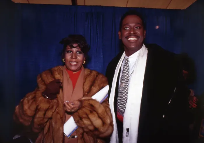 Framed Print : Aretha Franklin & Luther Vandross at the People's Inaugural Celebration