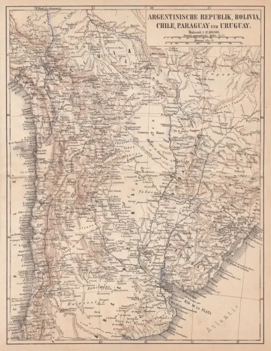 Framed Print : Argentina, Bolivia, Chile, Paraguay and Uruguay, lithograph, published in 1874 Framed Print : Argentina, Bolivia, Chile, Paraguay and Uruguay, lithograph, published in 1874